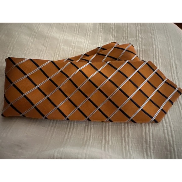 Izod Men’s Silk Tie Orange Blue Gray Excellent - Picture 7 of 7